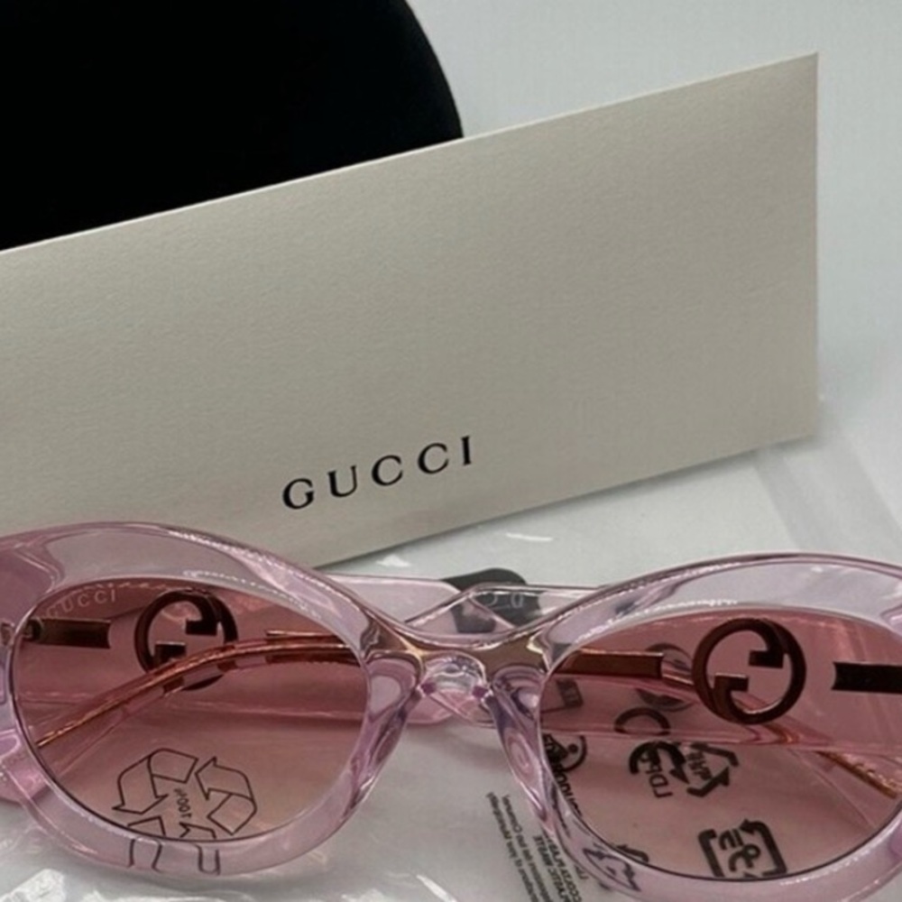 Gucci Gg Rectangle Frames Transparent Pink Eyewear - image 7